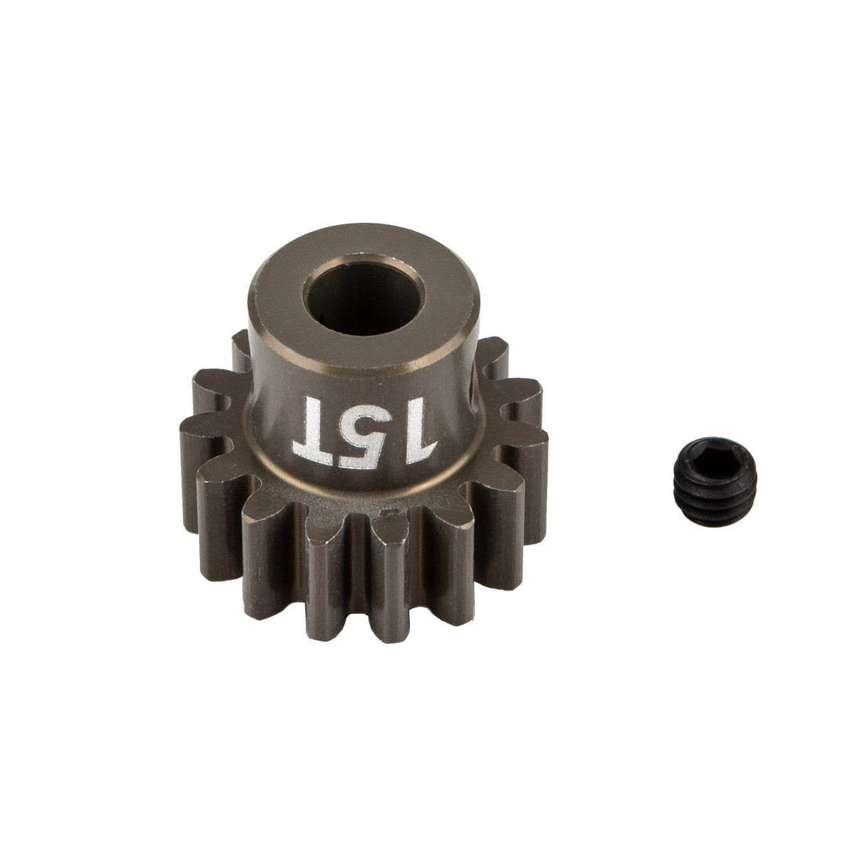Factory Team Pinion Gear, 15 Tooth-MOD 1, 5mm Shaft, Aluminum