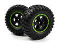 Smyter Desert Wheels/Tires Assembled (Black/Green) - BlackZon