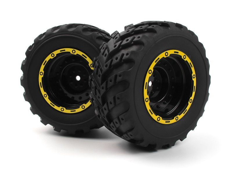 Smyter MT Wheels/Tires Assembled (Yellow/2pcs) - BlackZon
