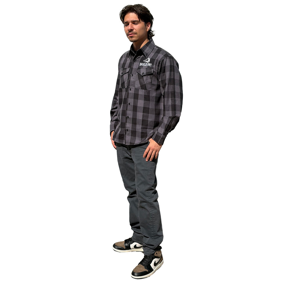 Bold Grey/Black Flannel Shirt, 5XL