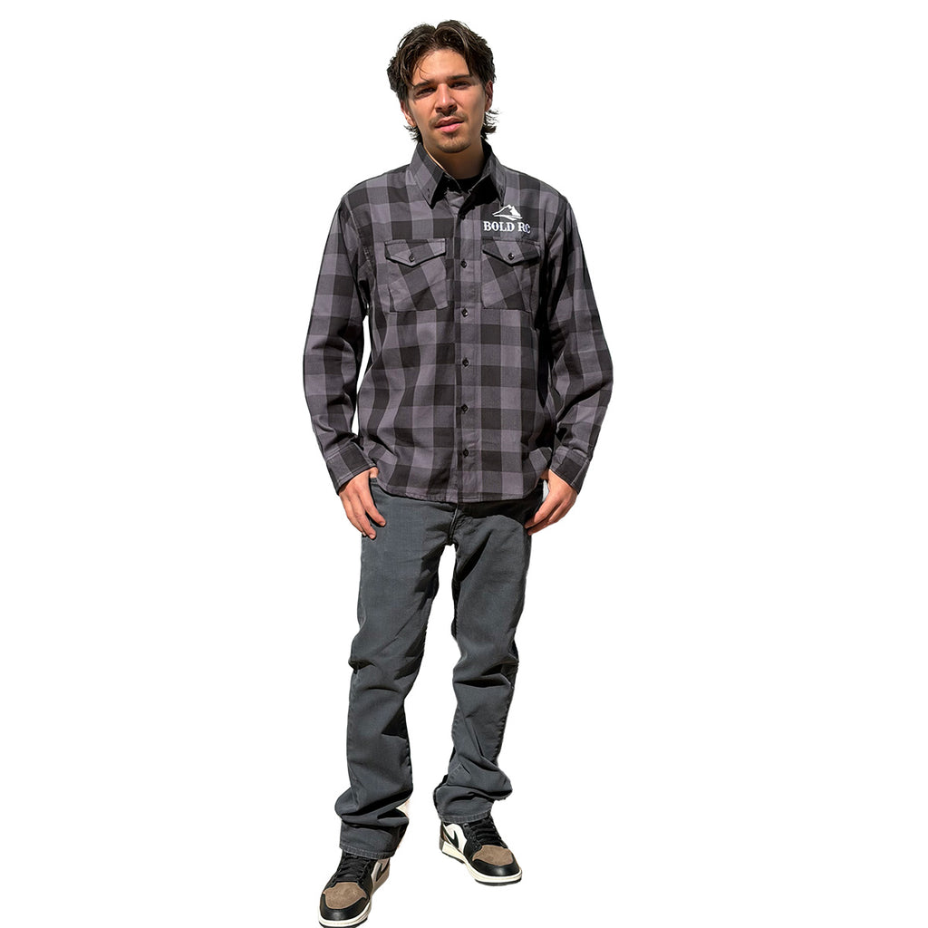 Bold Grey/Black Flannel Shirt, 4XL