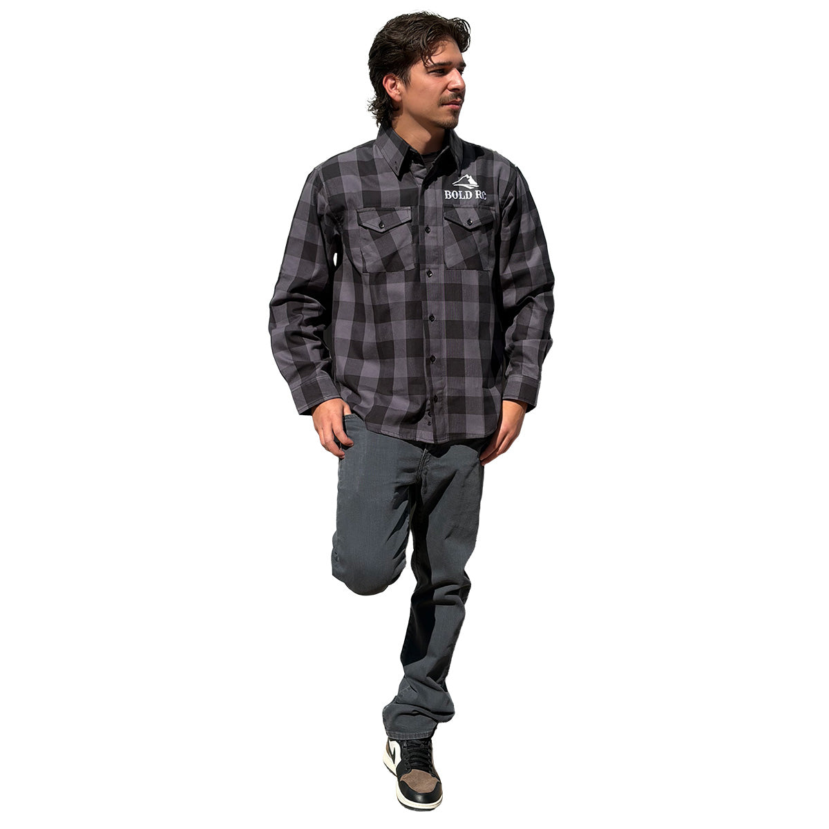 Bold Grey/Black Flannel Shirt, 5XL