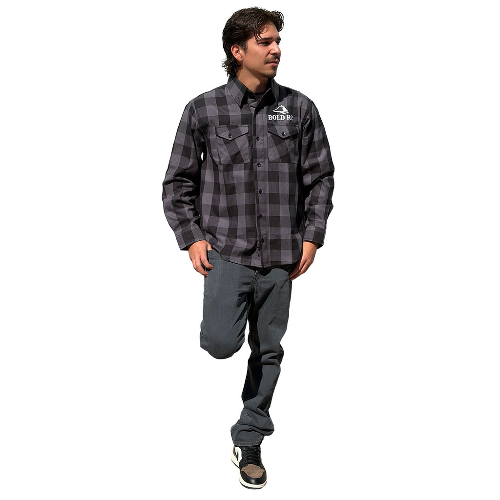 Bold Grey/Black Flannel Shirt, Medium