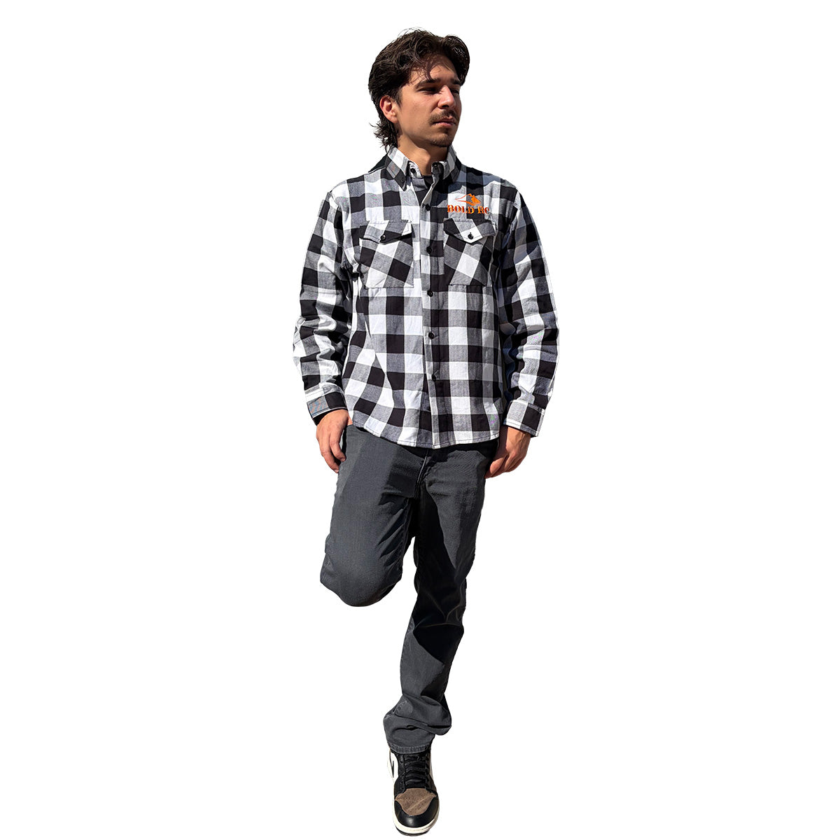 Bold White/Black Flannel Shirt, Large