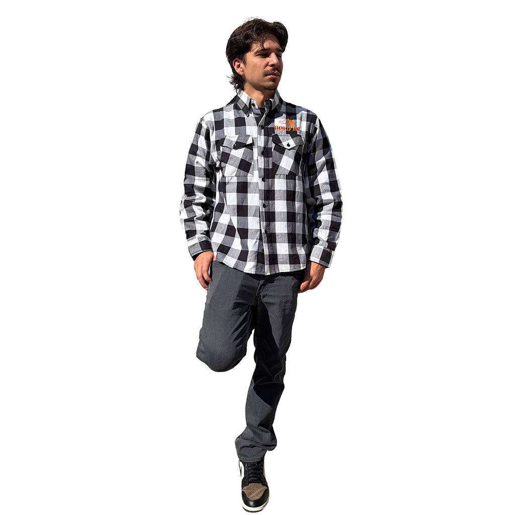 Bold White/Black Flannel Shirt, XL