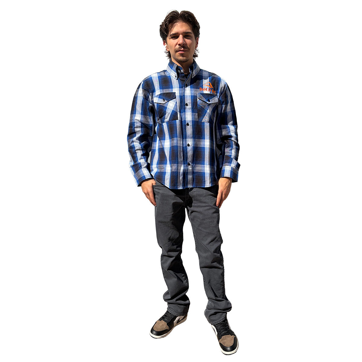 Bold White/Blue Flannel, 3XL