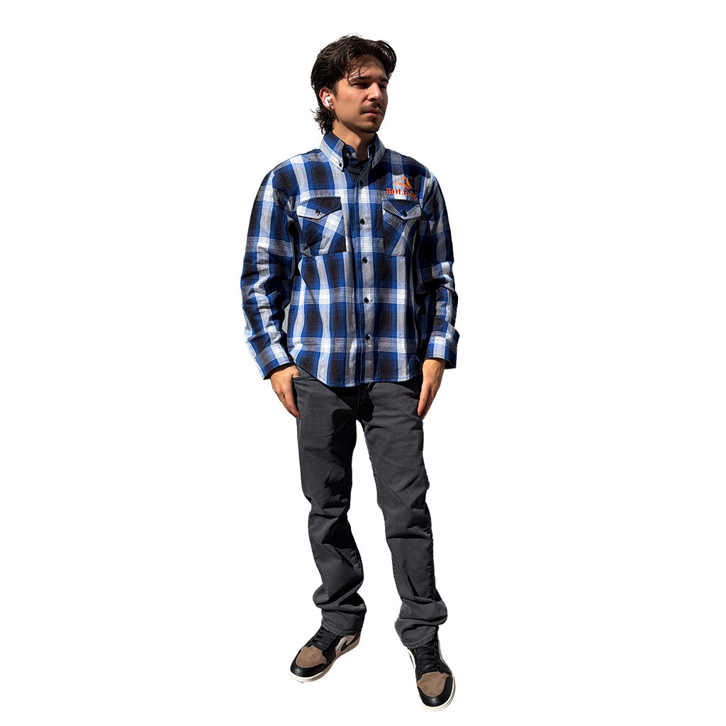 Bold White/Blue Flannel Shirt, Large