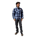 Bold White/Blue Flannel Shirt, 4XL