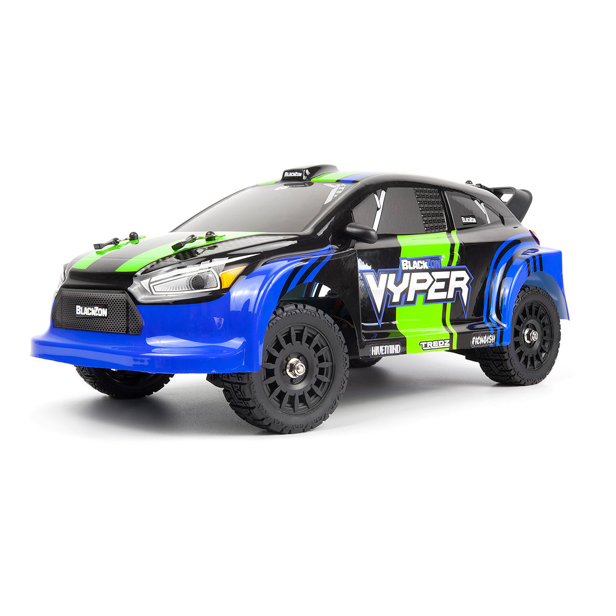 BlackZon Vyper RX 1/16 4WD Rally Car RTR - Blue/Green - BlackZon