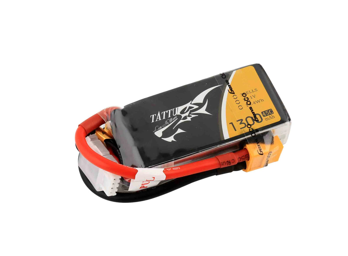 Tattu 1300mAh 3S 45C 11.1V Lipo Battery | XT60 Plug | FPV Classic