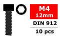 Steel Screws M4 x 12mm, Hex Socket Head, 10pcs