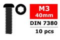 Steel Screws M3 x 40mm, Hex Button Head, 10pcs