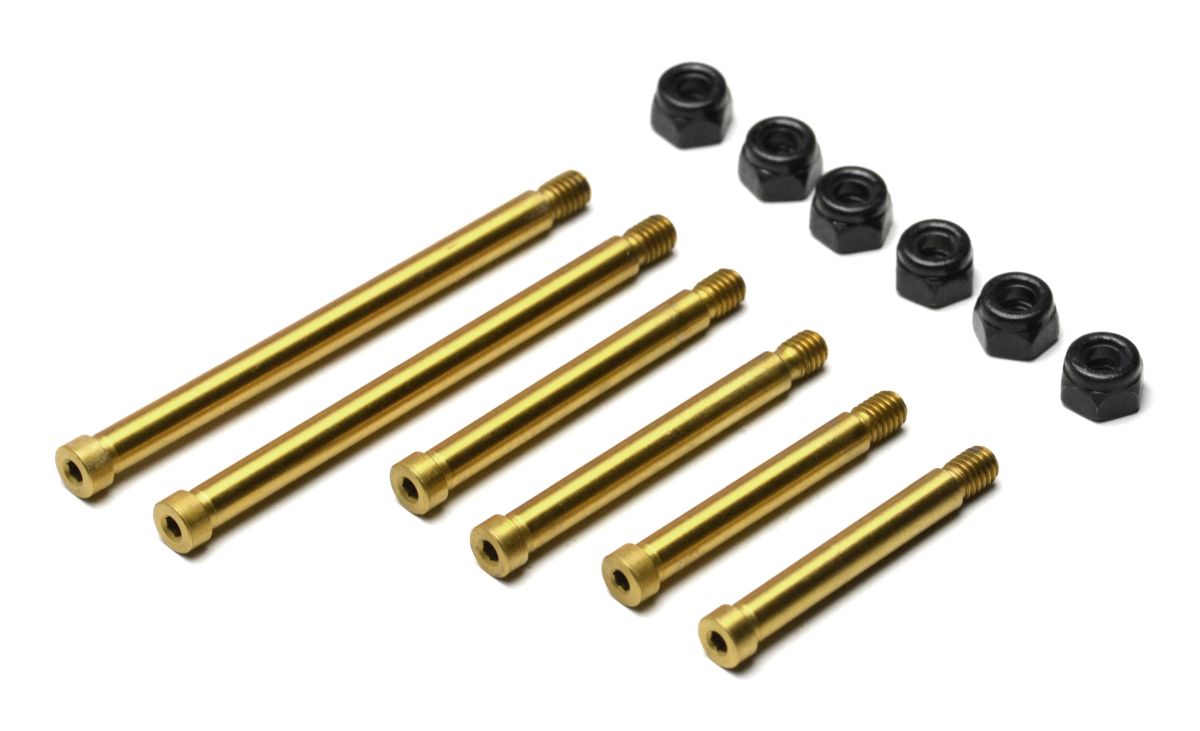 RC10T Bolted Hinge Pins (6), Front Arms, Steel with Nitride
