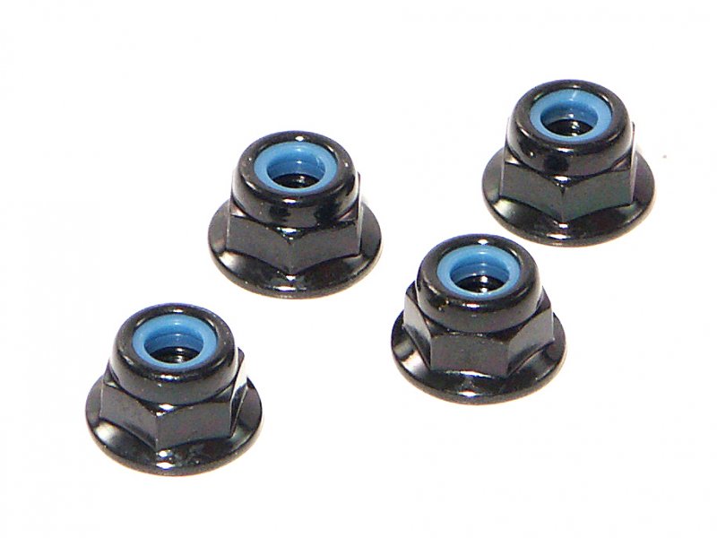 Flanged Lock Nut, M4, (4pcs), Bullet ST/MT, RS4, Venture, Sport 3, Savage, WR8, Baja 5B - HPIZ684