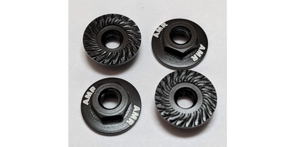 M4 Aluminum Serrated Flange Nut, Black (4pcs)