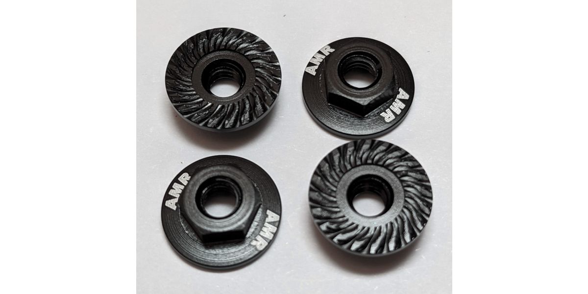 M4 Aluminum Serrated Flange Nut, Black (4pcs)