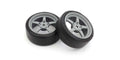 Premounted Drift Tire on Gray 5-Spoke Racing Wheel, for FZ02, 2pcs