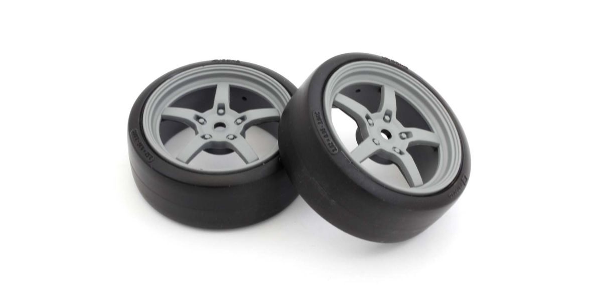 Premounted Drift Tire on Gray 5-Spoke Racing Wheel, for FZ02, 2pcs