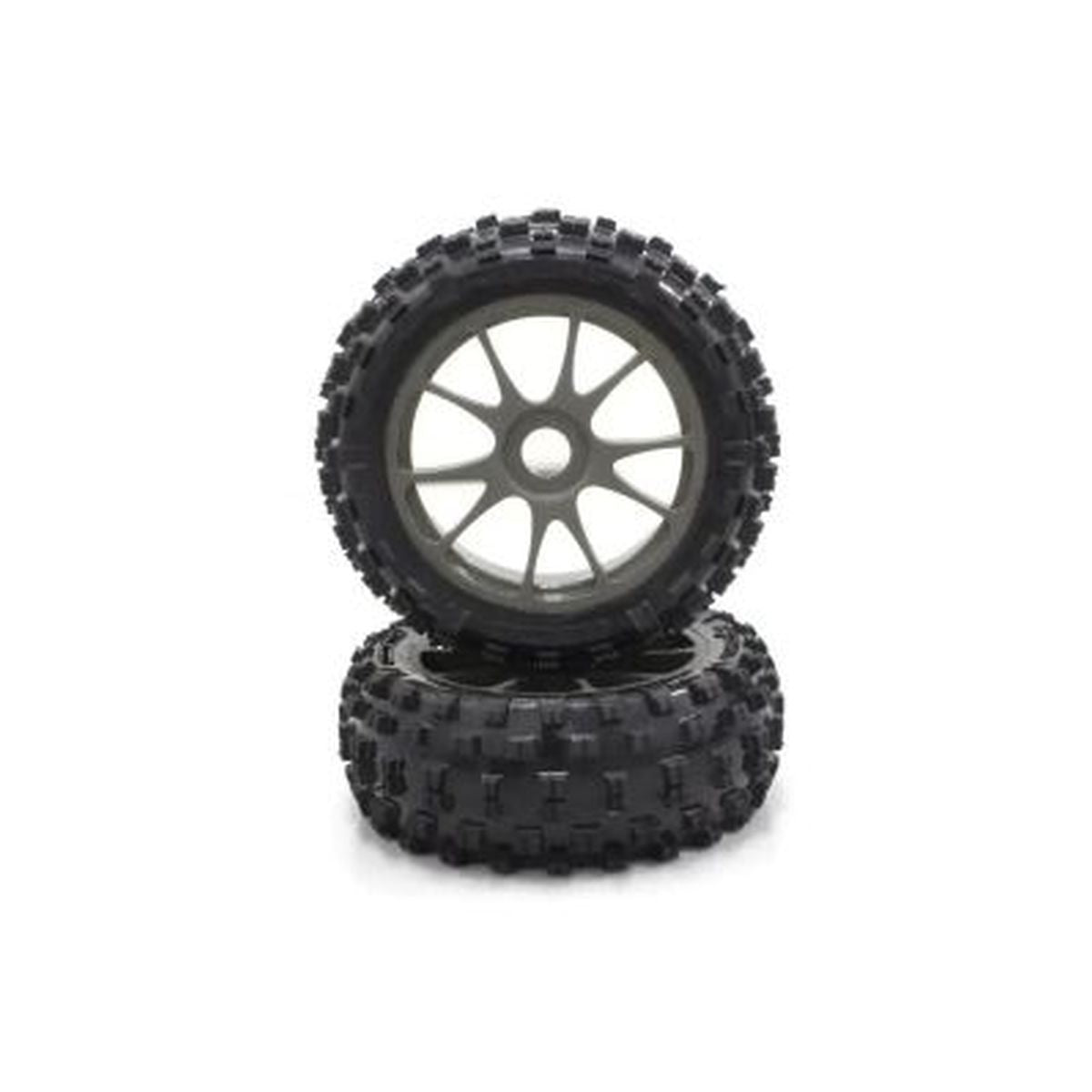 10-Spoke Wheel with Tire (Gunmetal / KC / 2pcs)