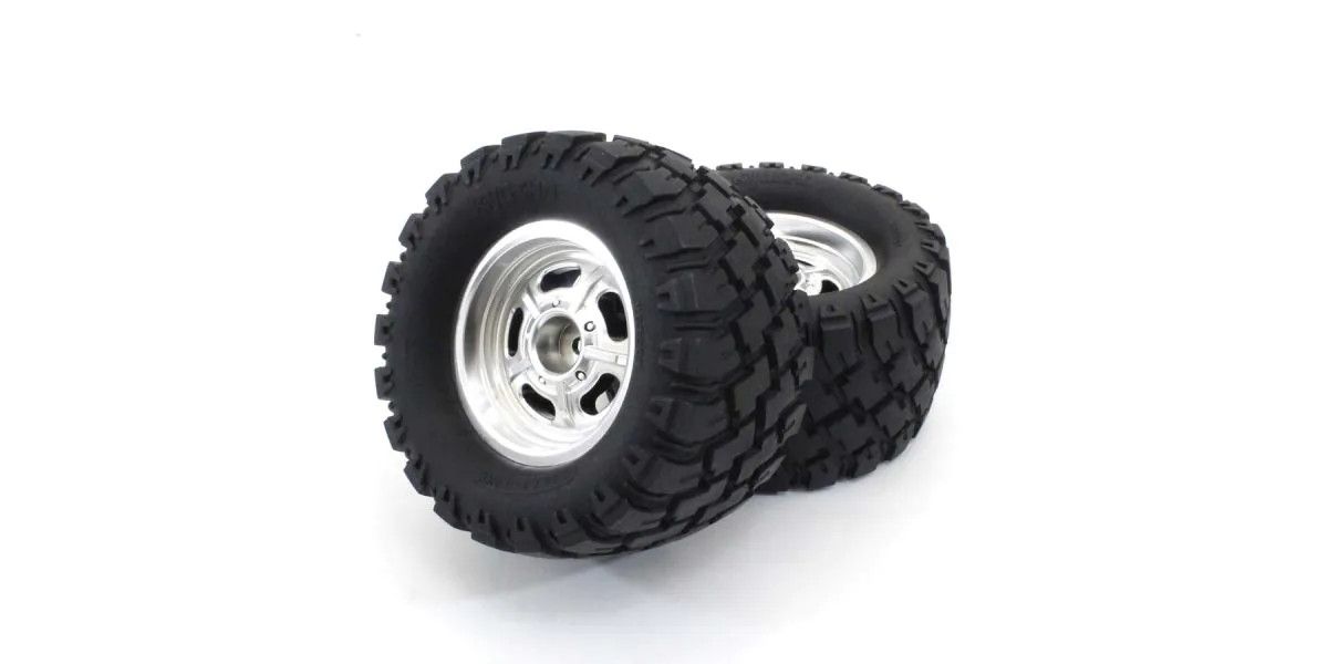 Glued Tire and Wheel, Satin Chrome, Mad Wagon VE, 2pcs