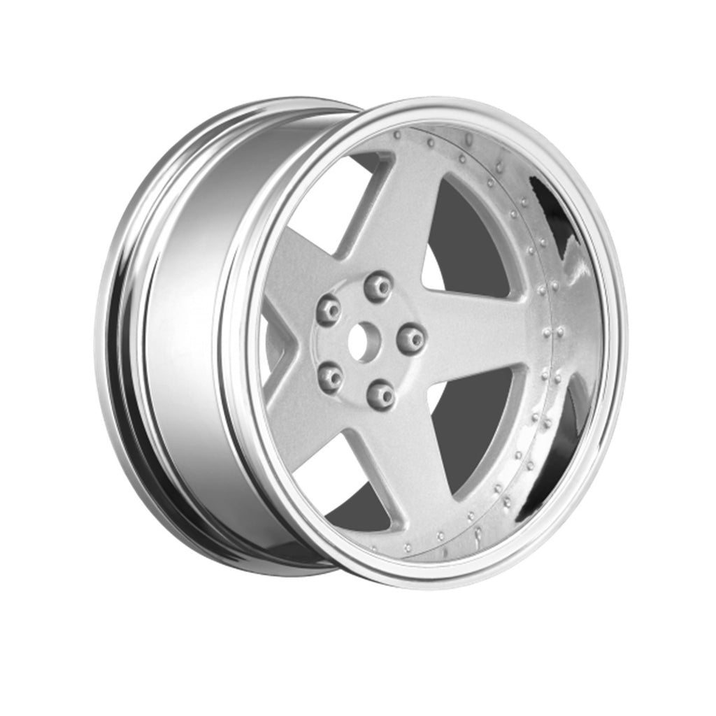5 Spoke Matte Silver 1/10 Wheel Mounted Drift Tire, 2, 4