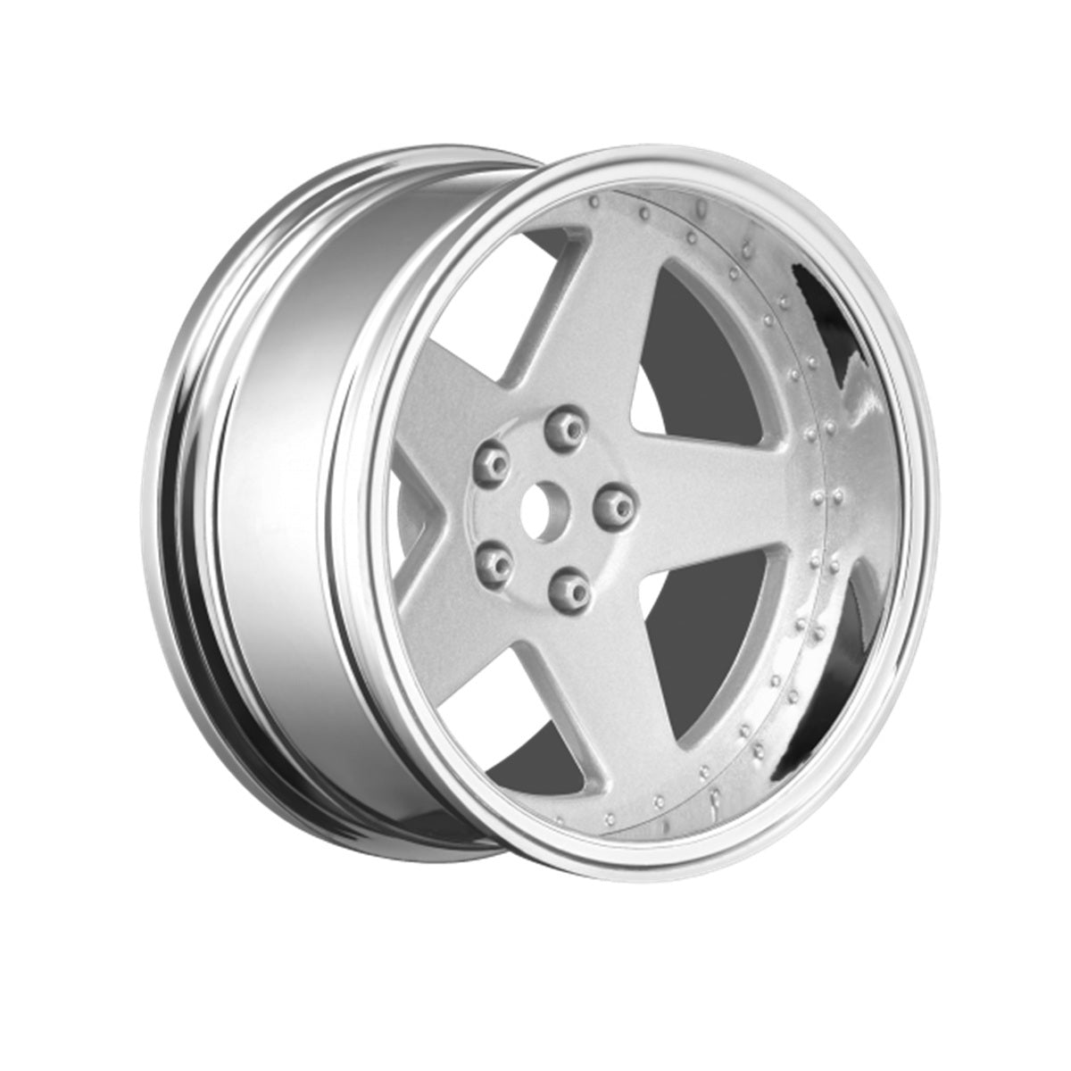 5 Spoke Matte Silver 1/10 Wheel Mounted Drift Tire, 2, 4