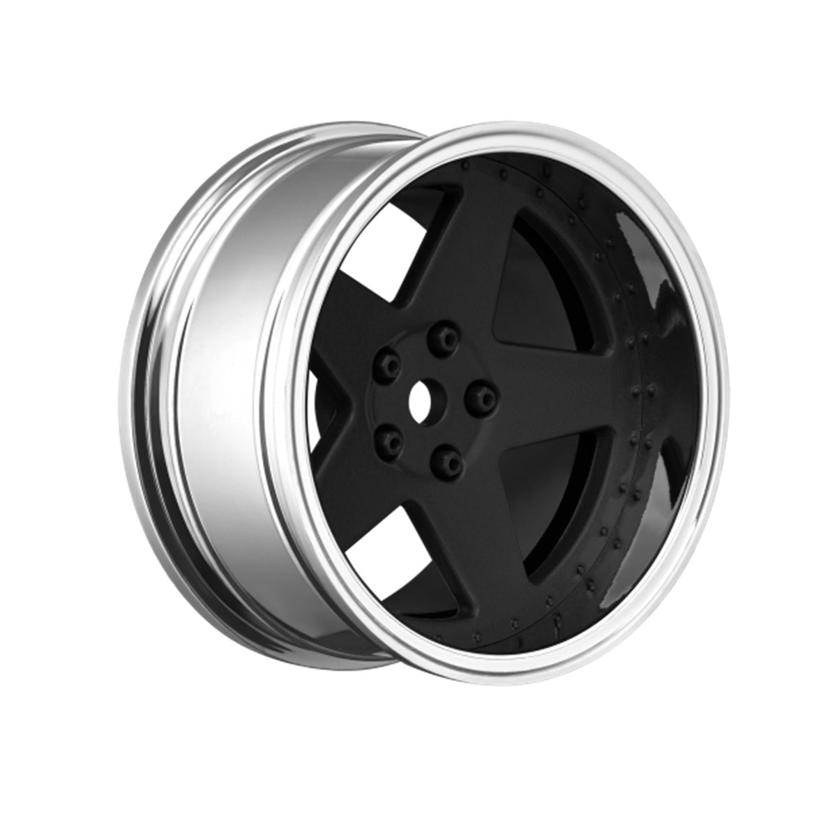 5 Spoke Matte Black 1/10 Wheel Mounted Drift Tire, 2, 4, 6, 8