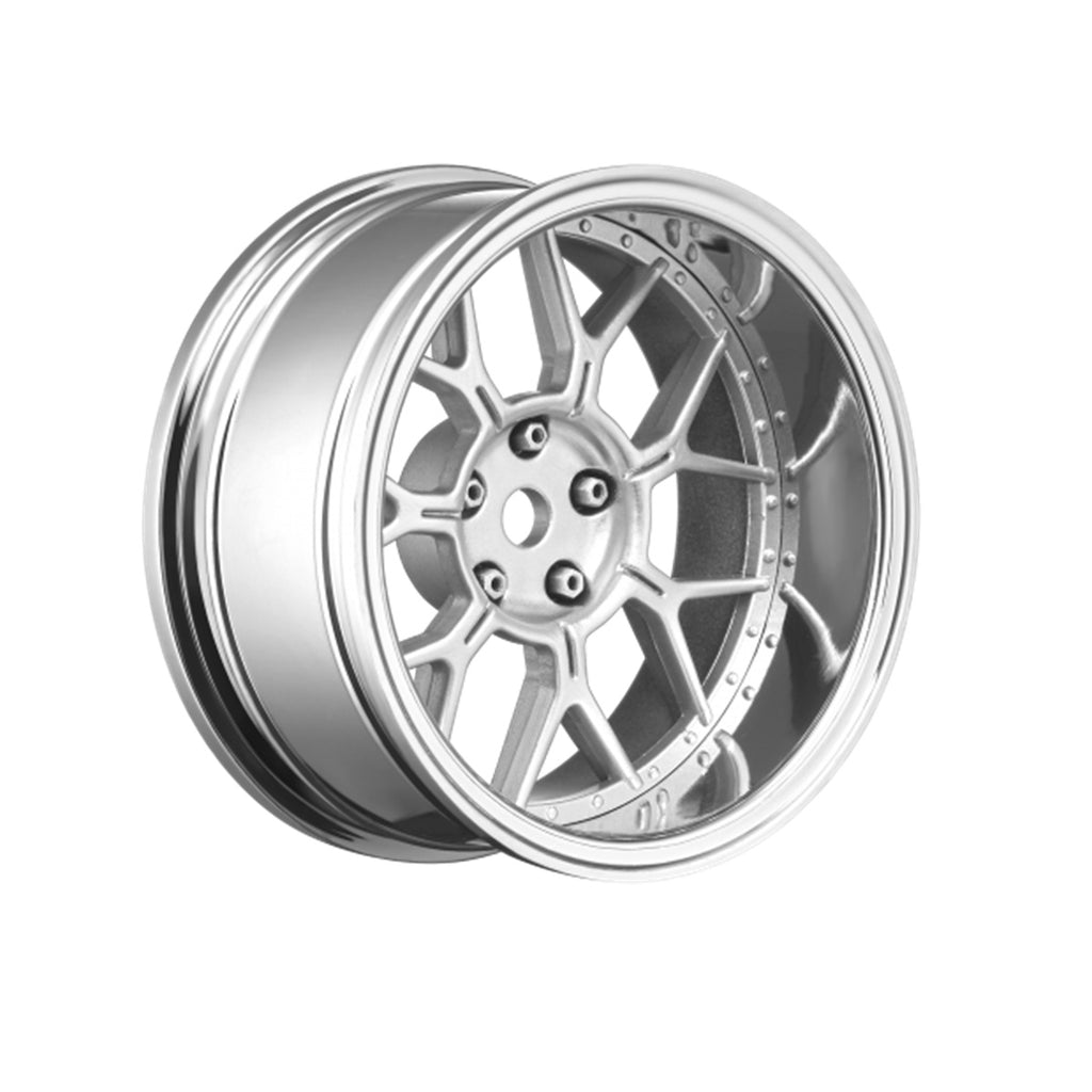 14 Spoke Matte Silver 1/10 Wheel Mounted Drift Tire, 2, 4