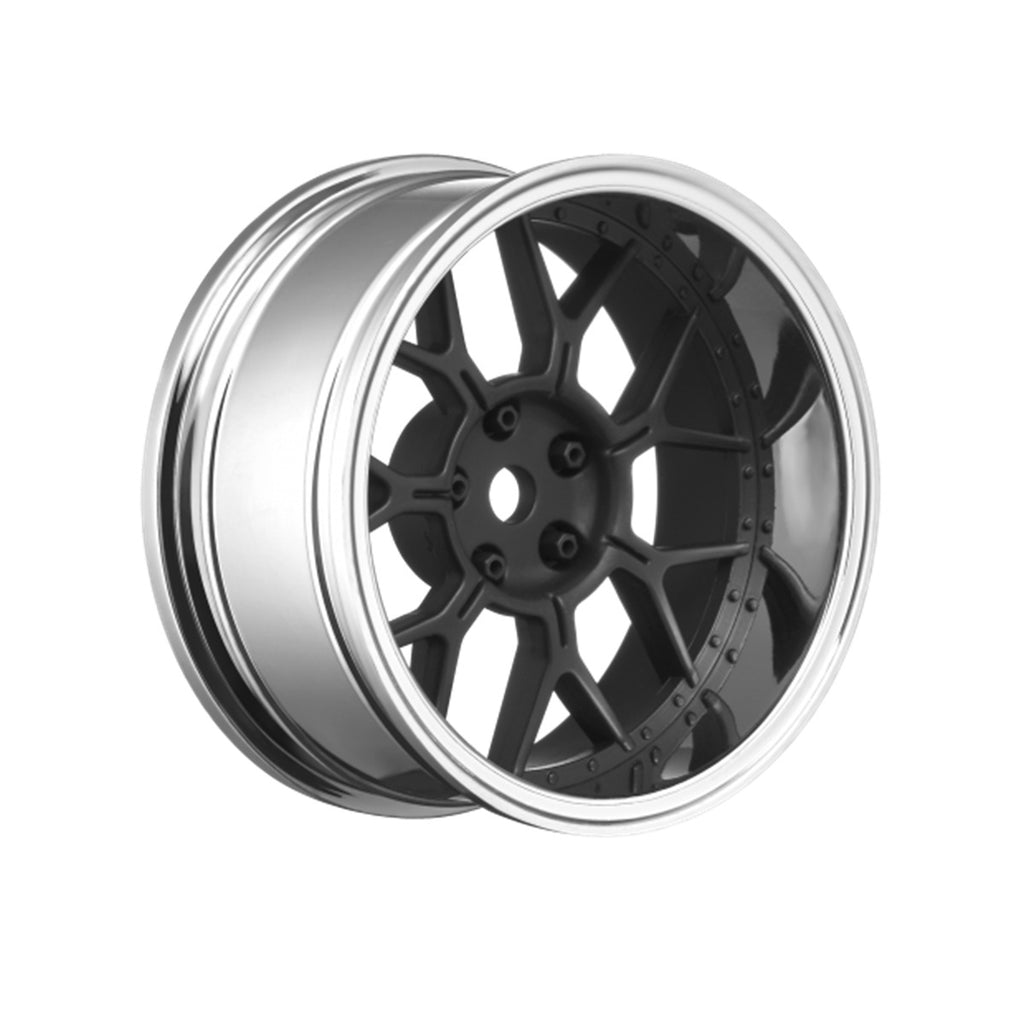 14 Spoke Matte Black 1/10 Wheel Mounted Drift Tire, 2, 4