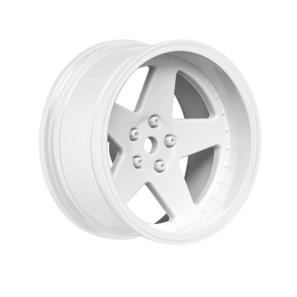 5 Spoke Gloss White 1/10 Wheel Mounted Drift Tire, 2, 4, 6, 8
