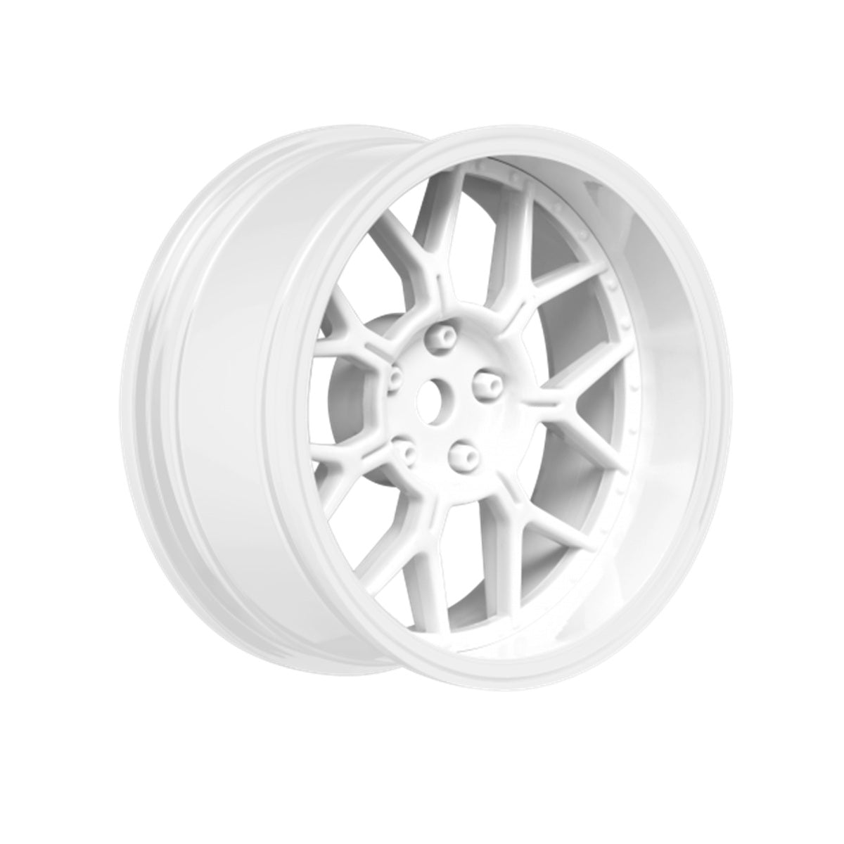 14 Spoke Gloss White 1/10 Wheel Mounted Drift Tire, 2, 4
