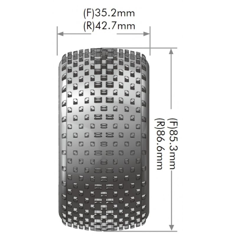 E-Hornet 1/10 4WD Rear Buggy Tire, Soft, Mounted on White