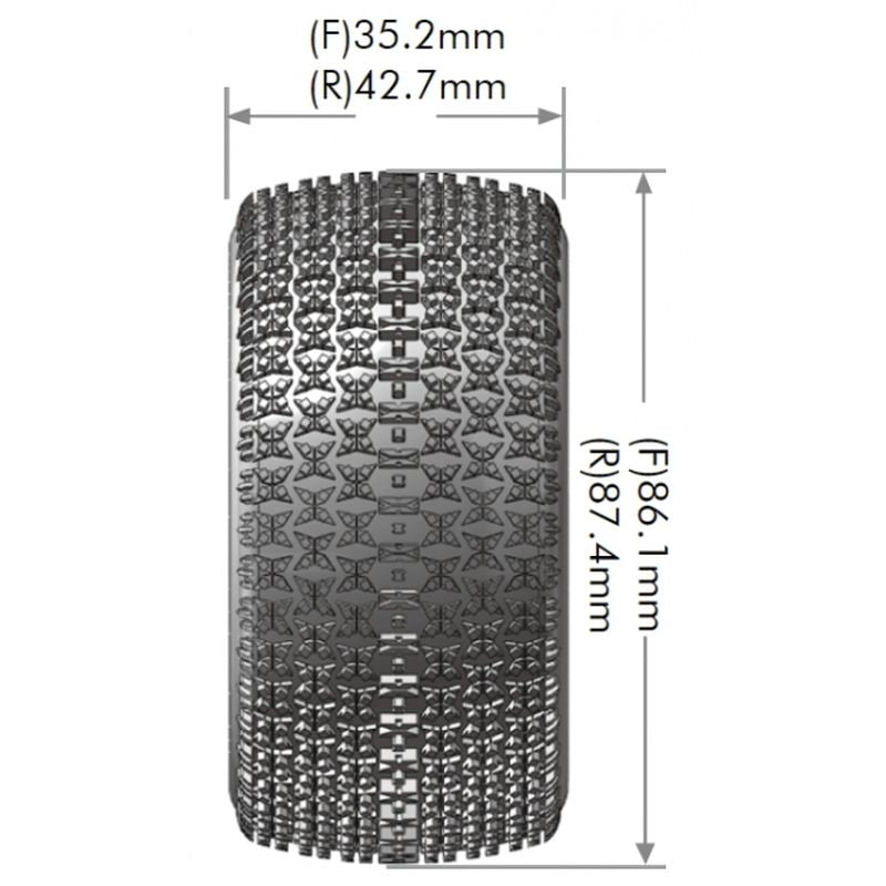 E-Maglev 1/10 4WD Rear Buggy Tire, Soft, Mounted on White