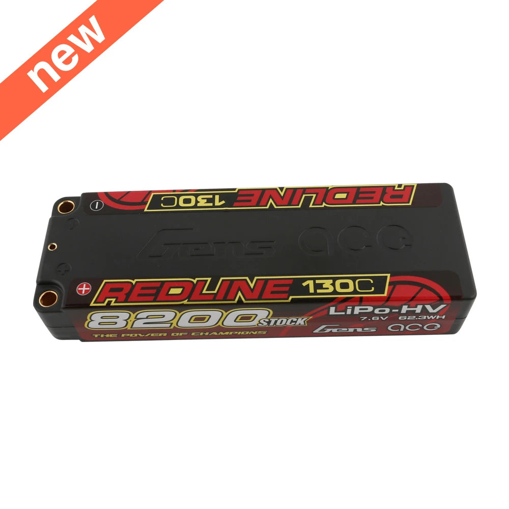 Gens ace 8200mAh 2S 130C 7.6V(HV) Lipo Battery | 5.0mm bullet | Redline 1.0