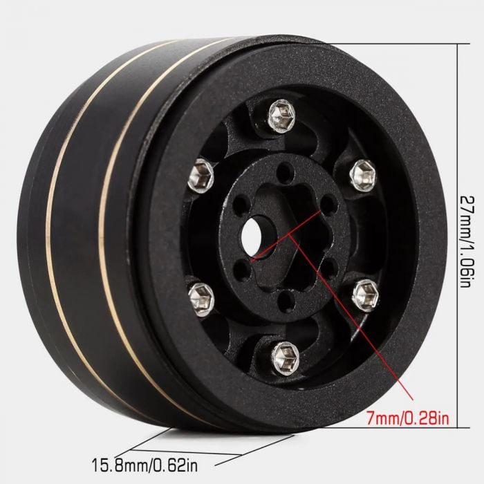 1.0" Z1 Brass Beadlock Crawler Wheels, for 1/24 Axial SCX24