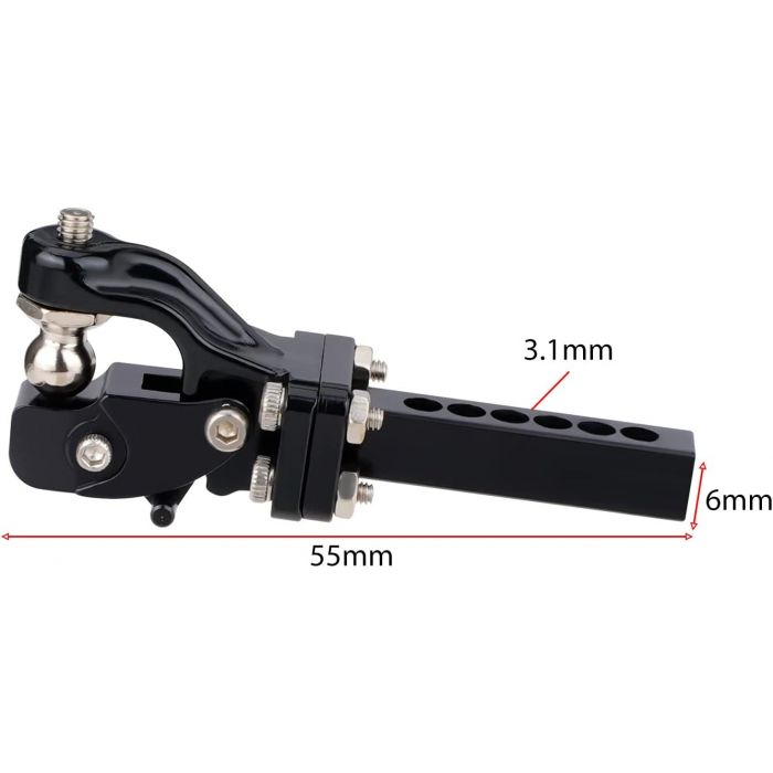 Rescue Tow Trailer Hook Hitch, Black, 1/10 Crawler