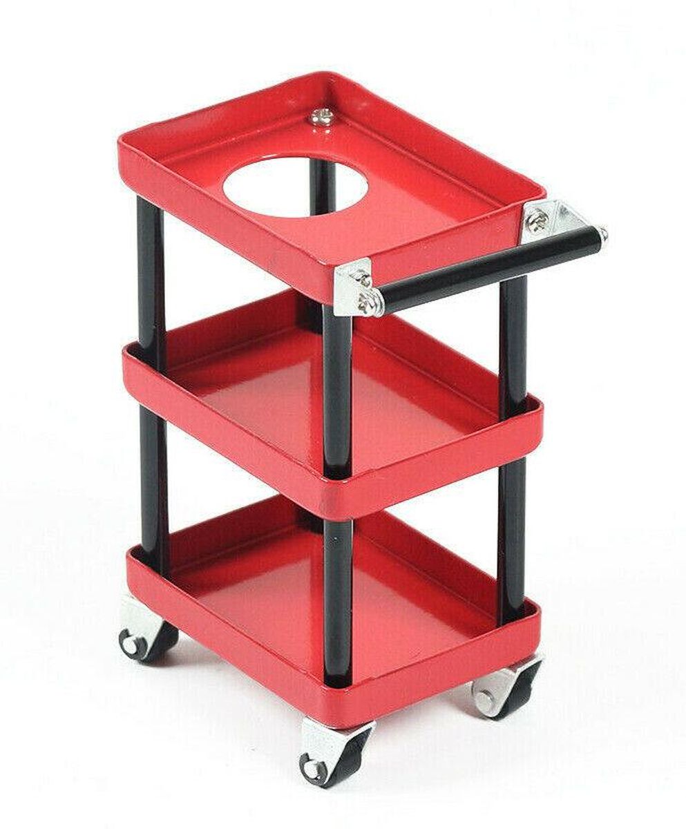 1/10 Garage RACK Tool CART W/ Wheels Red Crawler Accessories