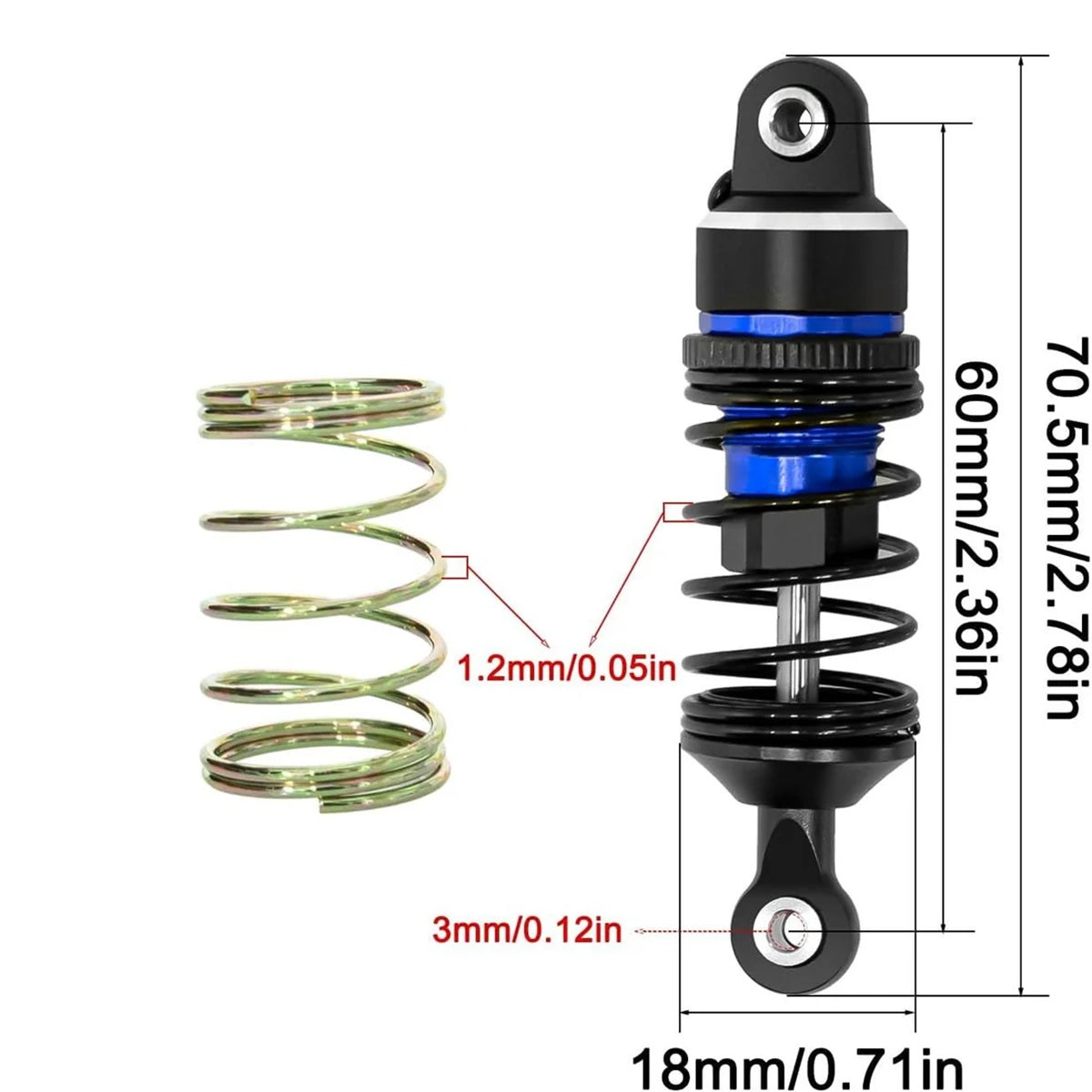 Aluminum Front / Rear Adjustable Shocks Blue