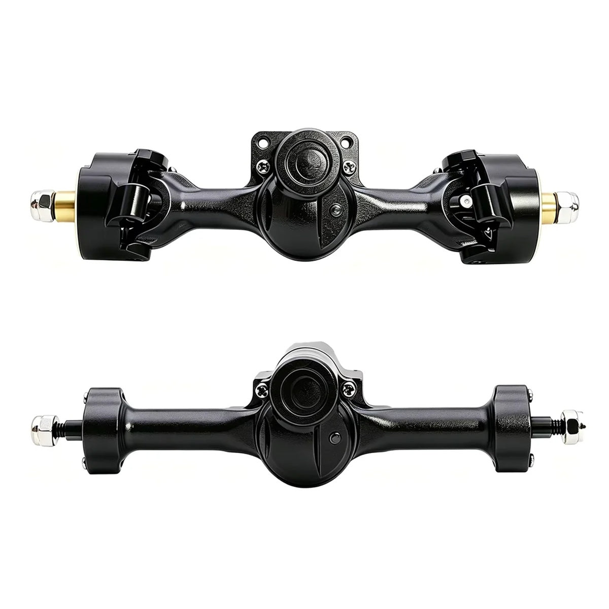 Axial SCX30 Front + Rear Aluminum Complete Axles Black