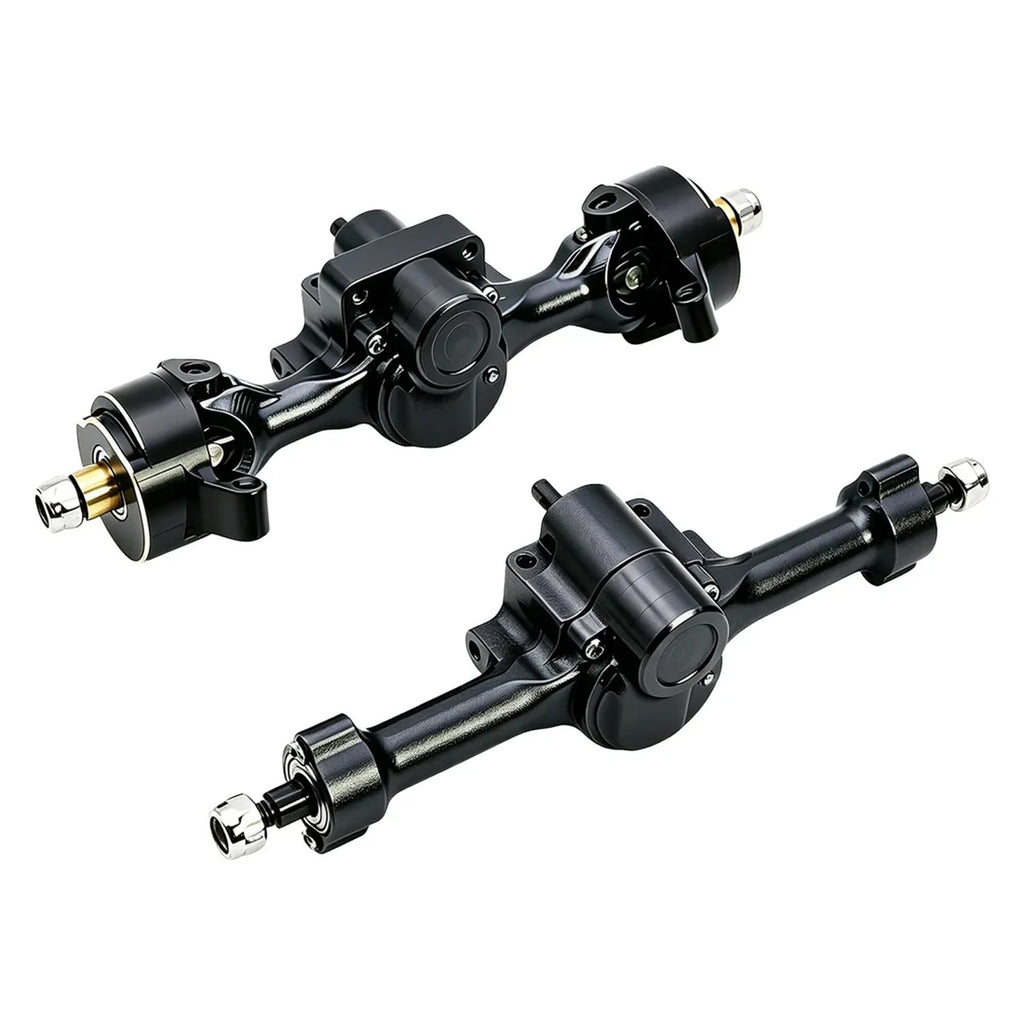 Axial SCX30 Front + Rear Aluminum Complete Axles Black