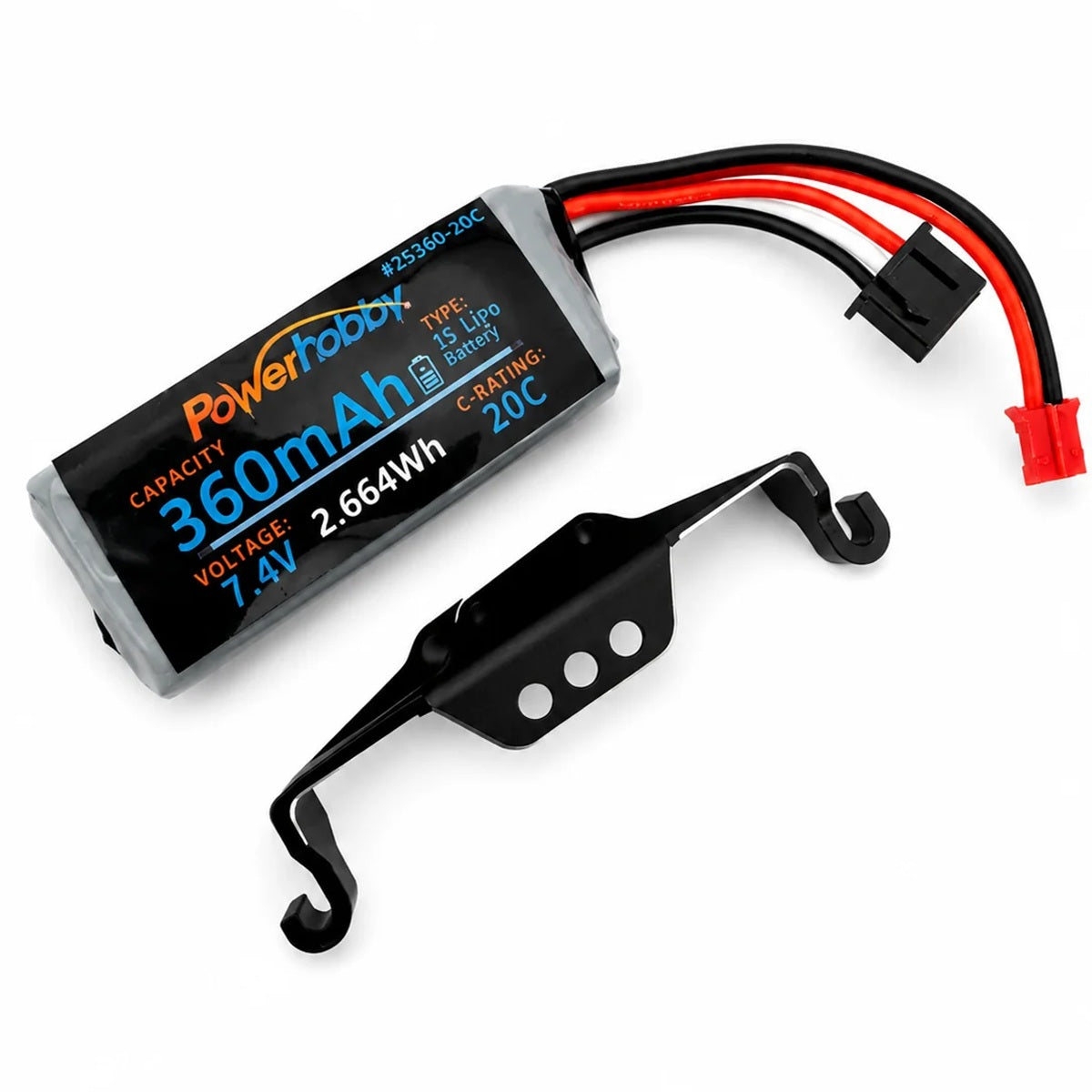 Axial SCX30 7.4V 2S 360mAh LiPo Battery & Aluminum Mount