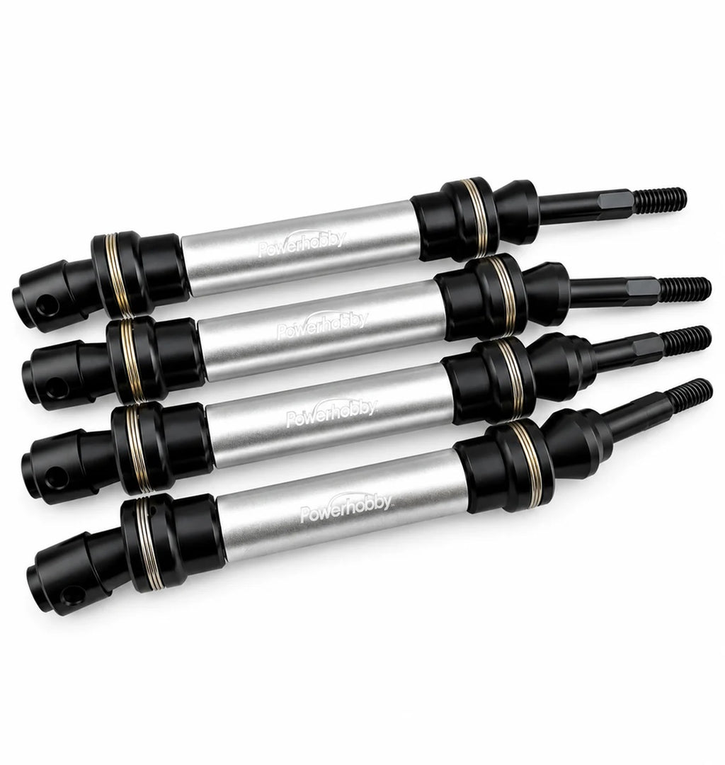 Powerhobby Front & Rear HD Steel Driveshafts / CVD Silver
