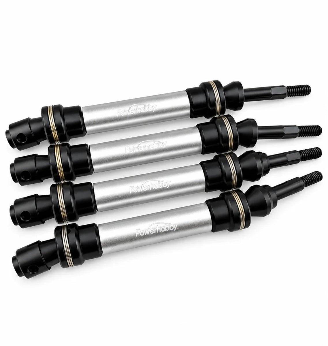 Powerhobby Front & Rear HD Steel Driveshafts / CVD Silver
