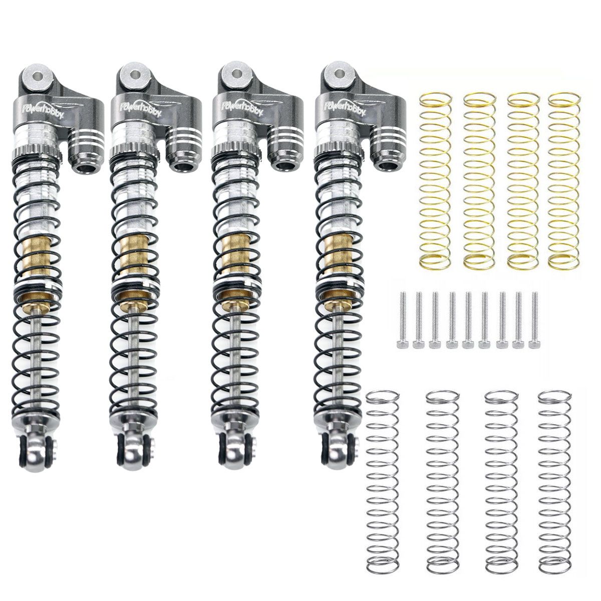 1/24 Aluminum 58mm Long Travel Shocks, Gray, for Axial SCX24