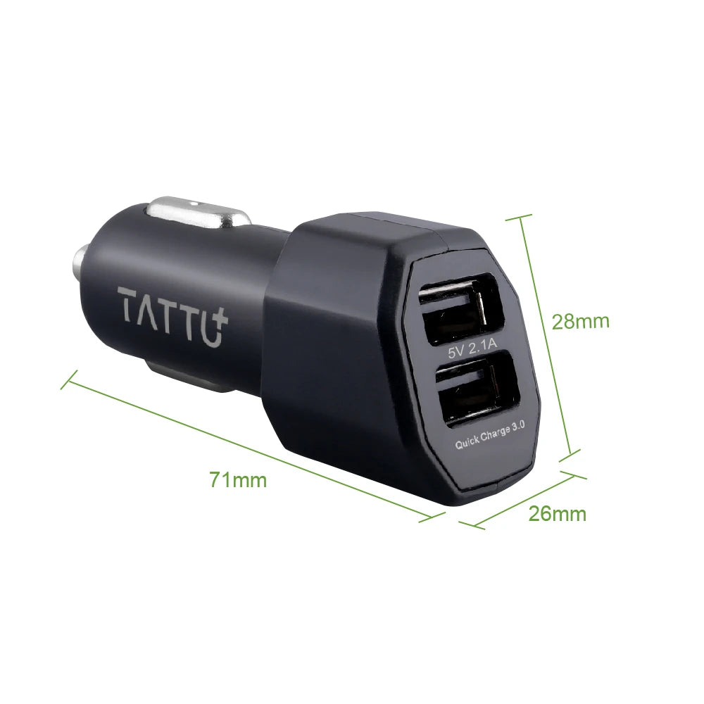 TATTU 30W Double Ports Quick Charge 3.0 Car Charger