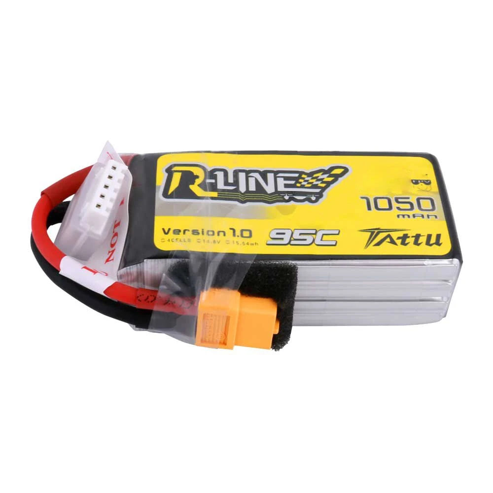 Tattu 1050mAh 4S 95C 14.8V Lipo Battery | XT60 Plug | R-Line 1.0