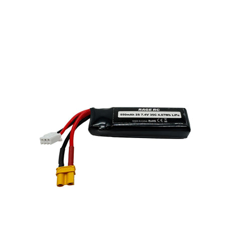 2S 7.4V 550mAh 35C LiPo Battery with XT30 Plug; F-16