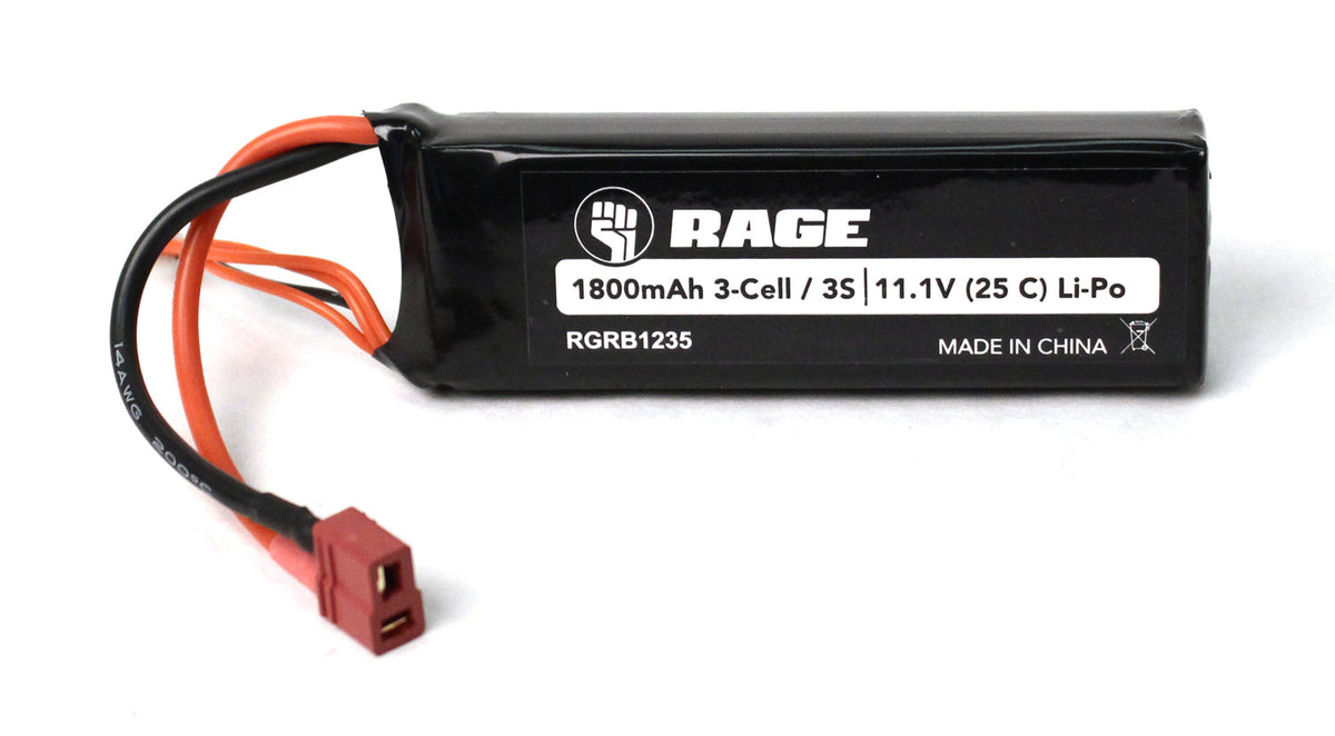 11.1V 3S 1800mAh 25C LiPo Battery with T-Plug; Black Marlin Brushless
