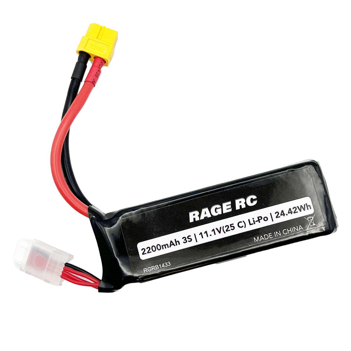 11.1V 3S 2200mAh 25C Lipo Battery with XT60 Connector; Black Marlin EX BL, Torrent 450BL, Mako 630BL
