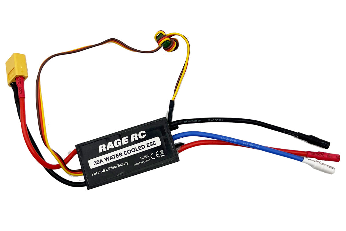 30A Water-Cooled Brushless ESC with Reverse & XT60 Connector; Black Marlin EX BL, Mako 630BL
